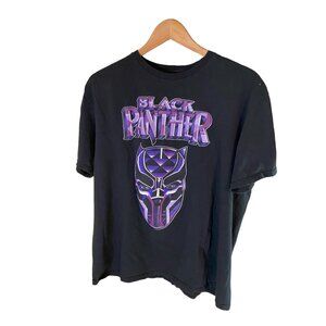 Marvel Black Panther Mens T-Shirt XL Black Purple Graphic Tee